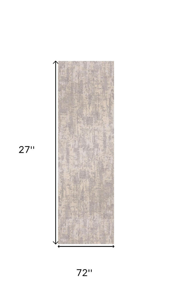 6 Foot Abstract Distressed Runner Rug Polypropylene Stain Resistant Hallway Accent