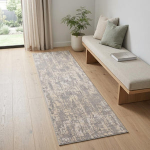 7 Foot Polypropylene Abstract Runner Rug Stain Resistant Neutral Tones Hallway Accent