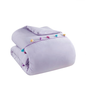 English Elm Tassel Full/Queen Comforter Set with Heart Accent Pillow, Soft Brushed Polyester, Multi-Color Tassels B035P294223