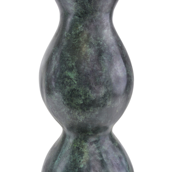 Luganzo Bronze Vase with Jade Green Patina and Polished Gold Ring – A Stunning Textural Accent Piece