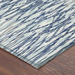5 X 8 Abstract Blue Silver Polyester Area Rug Washable for Patio or Living Room