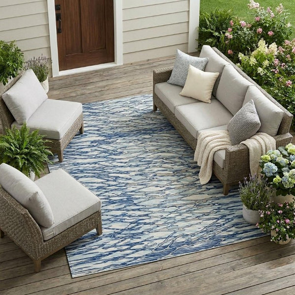 10 Ft X 14 Ft Abstract Polyester Area Rug Stain Resistant for Patio or Living Room