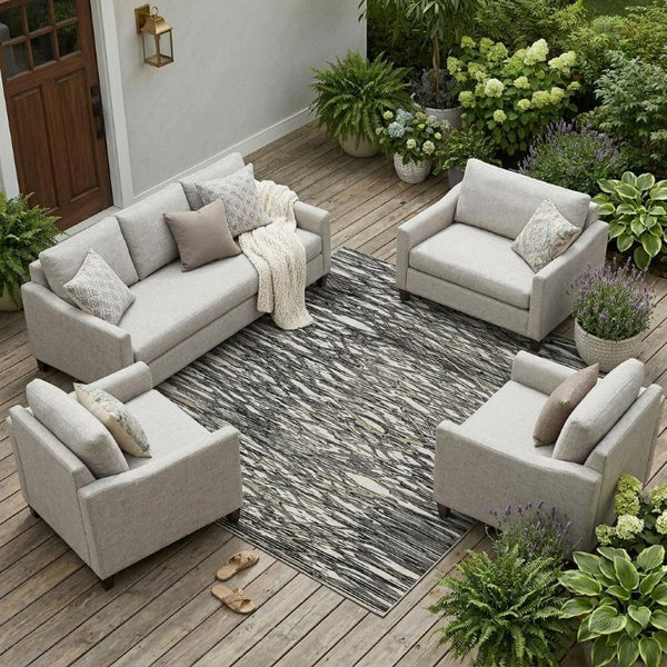 8 Ft X 10 Ft Abstract Polyester Area Rug Washable for Indoor Outdoor Use