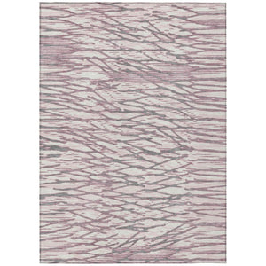 HomeRoots 5x8 Blush Pink Abstract Polyester Area Rug Washable for Patio Porch or Living Room 740926