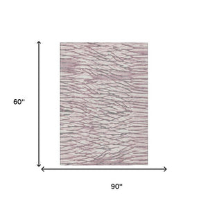 5x8 Blush Pink Abstract Polyester Area Rug Washable for Patio Porch or Living Room