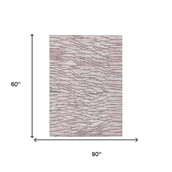 5x8 Blush Pink Abstract Polyester Area Rug Washable for Patio Porch or Living Room