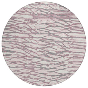 HomeRoots 8 Foot Blush Pink Round Abstract Polyester Area Rug Washable for Indoor Outdoor Use 740927