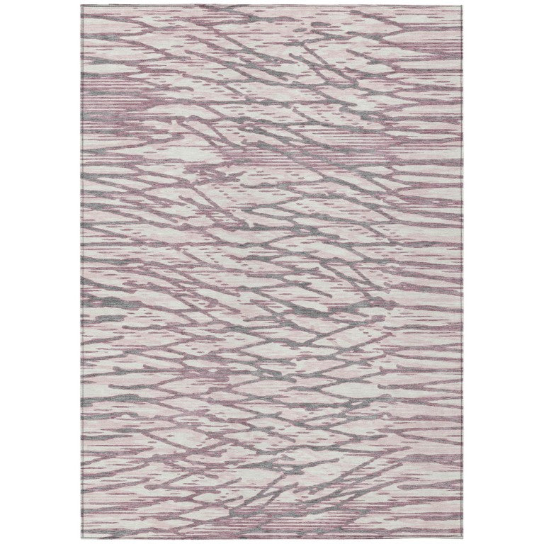 HomeRoots 8 X 10 Blush Pink Abstract Polyester Area Rug Washable for Patio or Living Room 740928