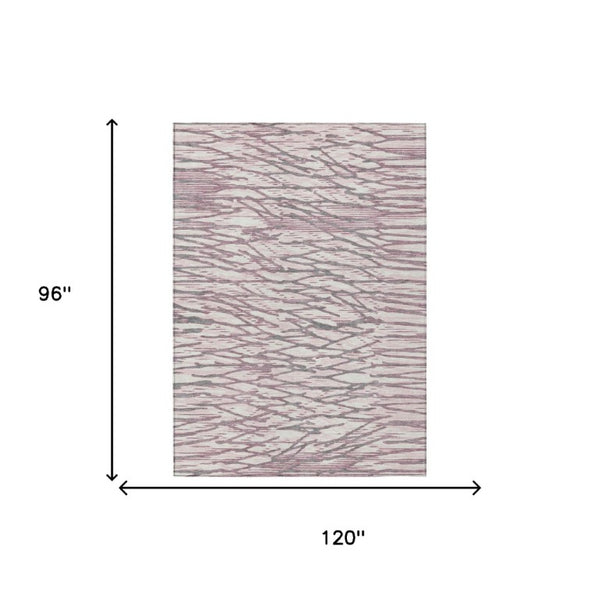 8 X 10 Blush Pink Abstract Polyester Area Rug Washable for Patio or Living Room