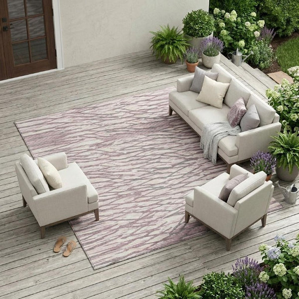 9x12 Blush Abstract Polyester Area Rug Washable Stain Resistant Indoor Outdoor Patio
