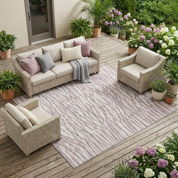 10 X 14 Blush Pink Abstract Polyester Area Rug Washable Stain Resistant Patio