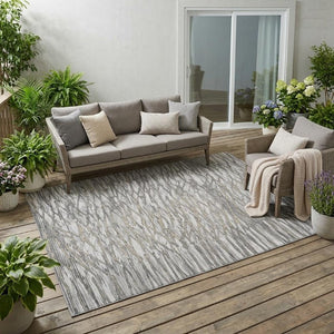 5x8 Abstract Gray Polyester Area Rug Washable Stain Resistant for Patio or Living Room