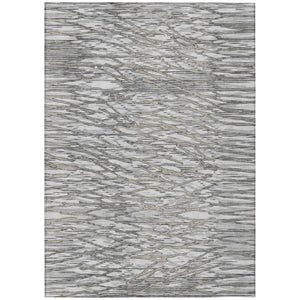 HomeRoots 5x8 Abstract Gray Polyester Area Rug Washable Stain Resistant for Patio or Living Room 740932