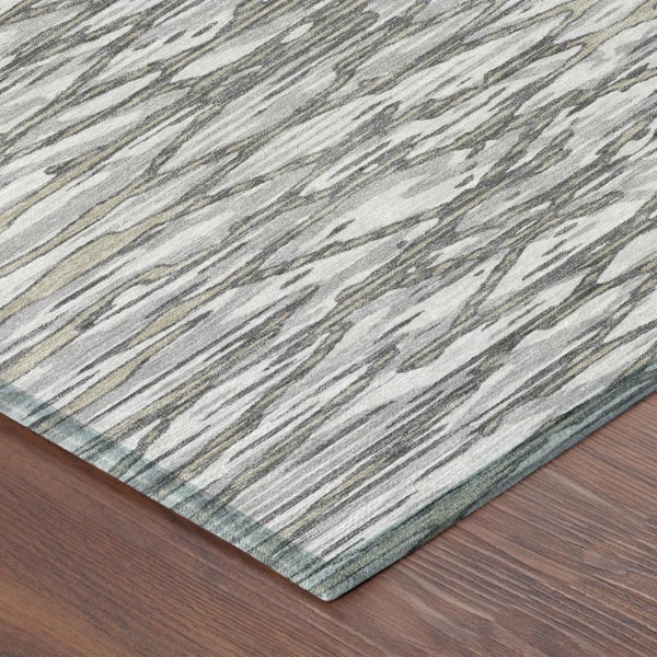 5x8 Abstract Gray Polyester Area Rug Washable Stain Resistant for Patio or Living Room