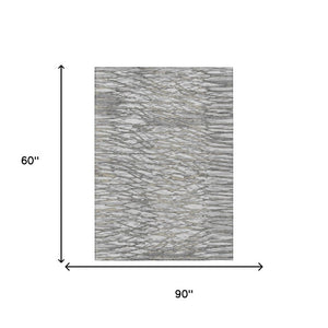 5x8 Abstract Gray Polyester Area Rug Washable Stain Resistant for Patio or Living Room