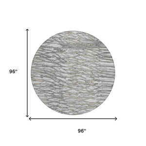 8 Ft Round Abstract Polyester Rug Washable and Stain Resistant for Patio or Home