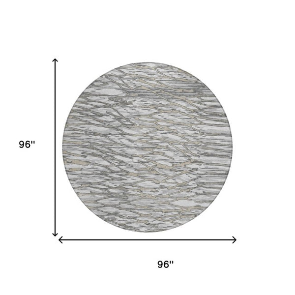 8 Ft Round Abstract Polyester Rug Washable and Stain Resistant for Patio or Home