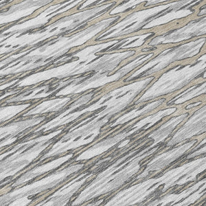 9 X 12 Abstract Gray Polyester Area Rug Washable Stain Resistant for Patio