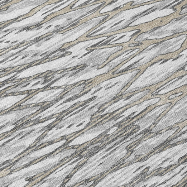 9 X 12 Abstract Gray Polyester Area Rug Washable Stain Resistant for Patio