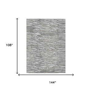 9 X 12 Abstract Gray Polyester Area Rug Washable Stain Resistant for Patio