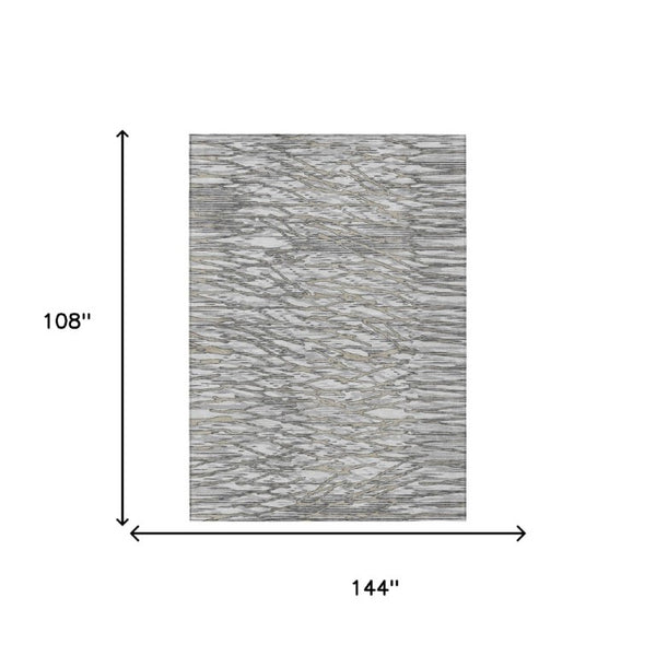 9 X 12 Abstract Gray Polyester Area Rug Washable Stain Resistant for Patio
