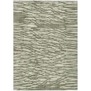 HomeRoots 5 X 8 Olive Abstract Polyester Area Rug Washable Stain Resistant Indoor Outdoor Use 740938