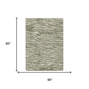5 X 8 Olive Abstract Polyester Area Rug Washable Stain Resistant Indoor Outdoor Use