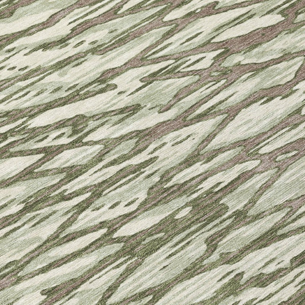 9 X 12 Abstract Olive Polyester Area Rug Washable Stain Resistant Indoor Outdoor