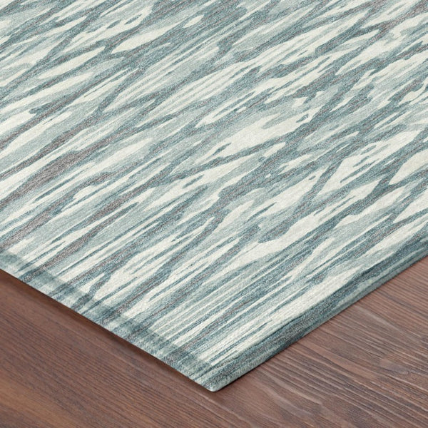 8 Foot Round Abstract Polyester Area Rug Washable Teal Geometric Indoor Outdoor