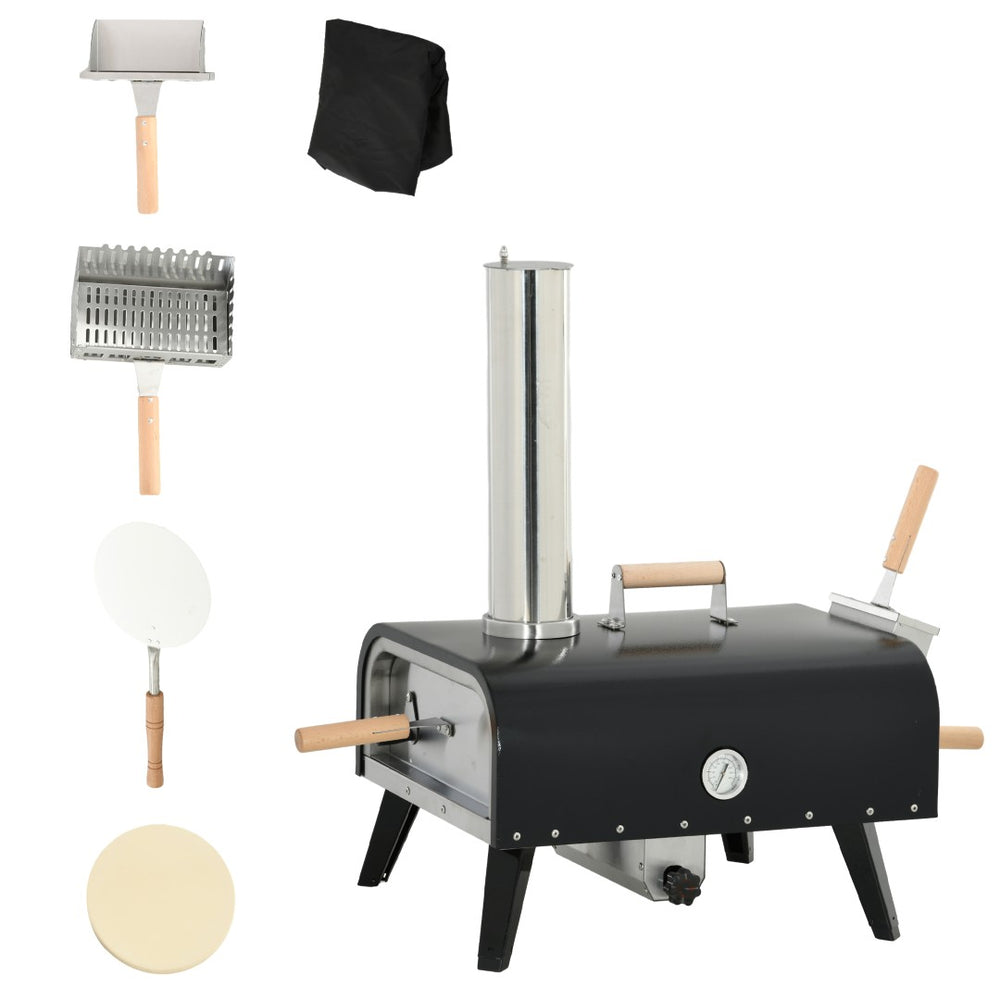 English Elm Outsunny Wood Pellet Pizza Oven Portable Rotating Stone Stainless Backyard Grill W2225P175531