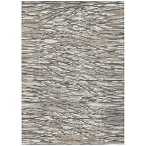 HomeRoots 8x10 Taupe Brown Abstract Polyester Area Rug Stain Resistant for Patio or Living Room 740952