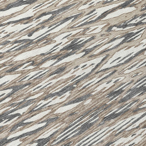 8x10 Taupe Brown Abstract Polyester Area Rug Stain Resistant for Patio or Living Room