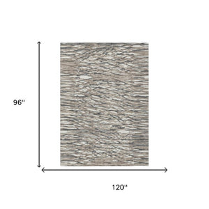 8x10 Taupe Brown Abstract Polyester Area Rug Stain Resistant for Patio or Living Room