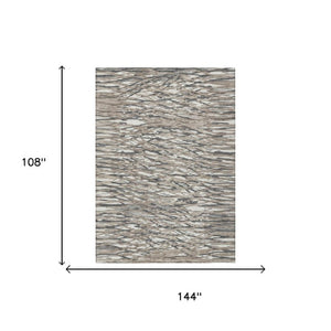 9x12 Taupe Brown Abstract Polyester Area Rug Washable for Indoor Outdoor Spaces