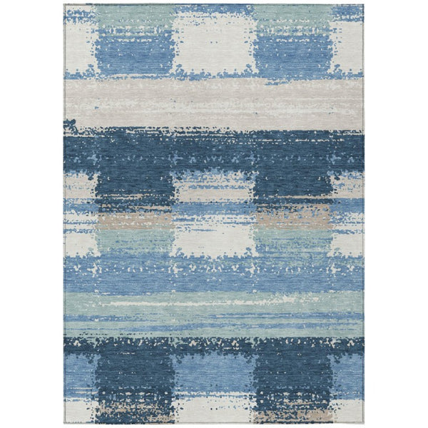 HomeRoots 9 X 12 Geometric Polyester Indoor Outdoor Rug Stain Resistant Washable Patio Decor 740971