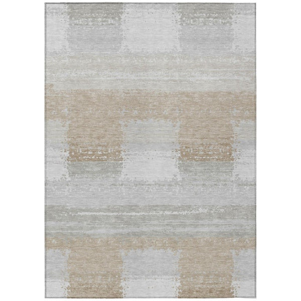 HomeRoots 5 X 8 Silver Gray Geometric Polyester Area Rug Washable for Indoor Outdoor Use 740980