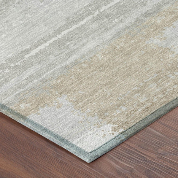 5 X 8 Silver Gray Geometric Polyester Area Rug Washable for Indoor Outdoor Use