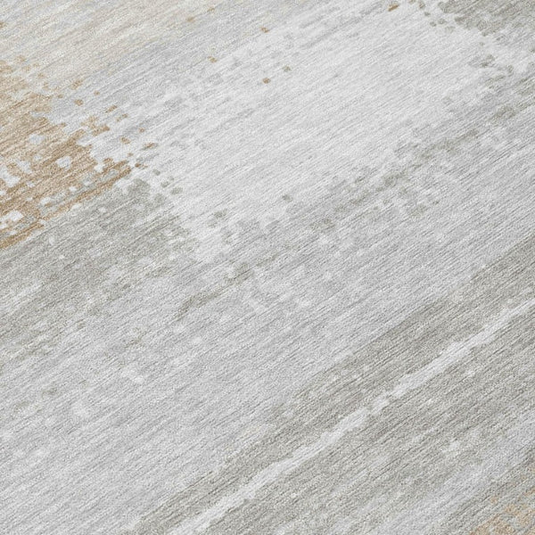 5 X 8 Silver Gray Geometric Polyester Area Rug Washable for Indoor Outdoor Use