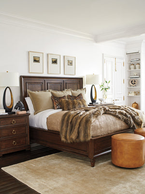 Lexington Walnut Creek Wood Panel Bed - Elegant Design With Rich Veneers And Artisan Metal Accents For Luxury Spaces Montecito  740-134c