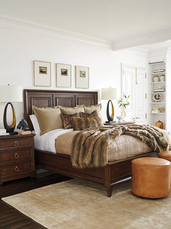Lexington Walnut Creek Wood Panel Bed - Elegant Design With Rich Veneers And Artisan Metal Accents For Luxury Spaces Montecito  740-134c