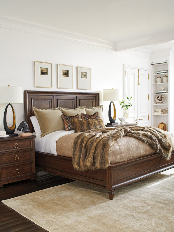 Lexington Walnut Creek Wood Panel Bed - Elegant Design With Rich Veneers And Artisan Metal Accents For Luxury Spaces Montecito  740-134c