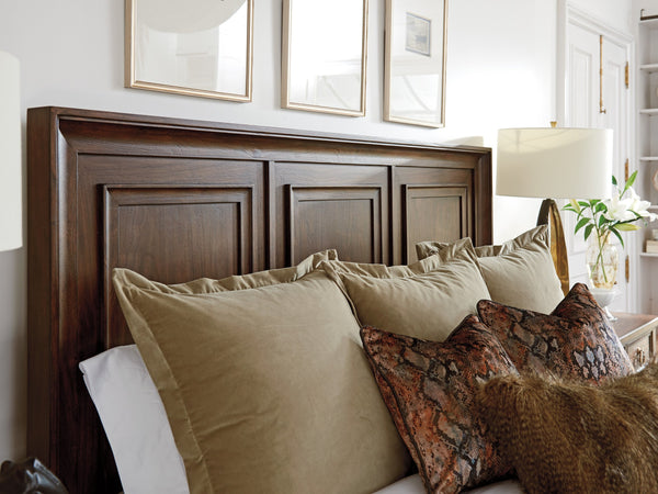 Lexington Walnut Creek Wood Panel Headboard - Elegant Design With Cathedral Grain And Artisan Metal Accents Montecito  740-133hb