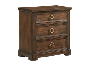 Lexington Napa Nightstand With Soft Close Drawers - Elegant Walnut Finish And Artisan Metal Accents Montecito  740-621
