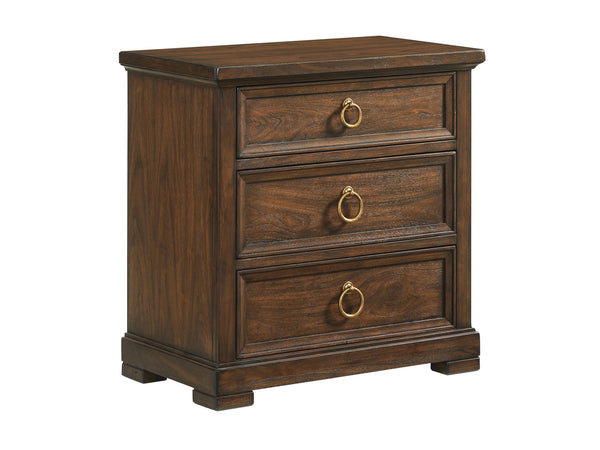 Lexington Napa Nightstand With Soft Close Drawers - Elegant Walnut Finish And Artisan Metal Accents Montecito  740-621
