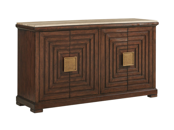 Lexington Los Gatos Buffet - Elegant Walnut Design With Artisan Hardware, Adjustable Shelves & Silver Storage Drawers Montecito  740-852c