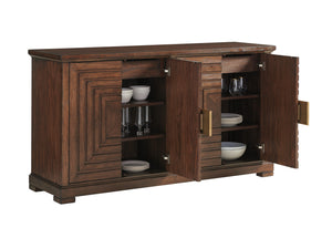 Lexington Los Gatos Buffet - Elegant Walnut Design With Artisan Hardware, Adjustable Shelves & Silver Storage Drawers Montecito  740-852