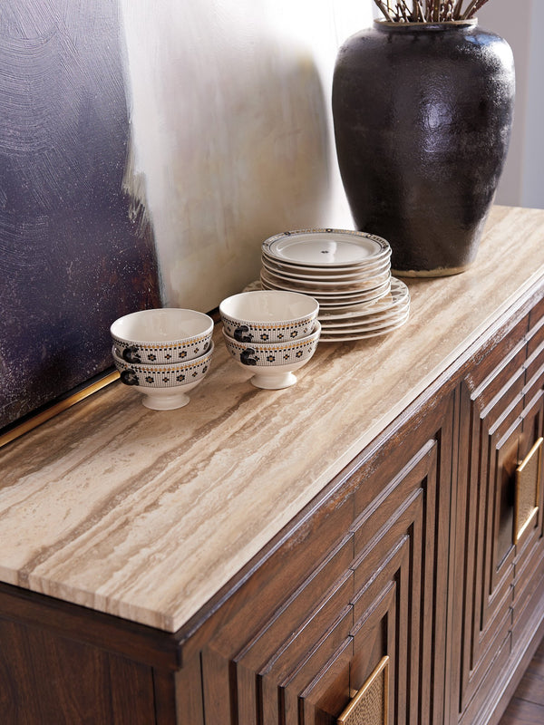 Lexington Los Gatos Buffet - Elegant Walnut Design With Artisan Hardware, Adjustable Shelves & Silver Storage Drawers Montecito  740-852c