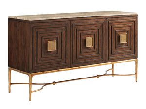 Lexington Tiburon Sideboard With Artisan Metal Base And Tiger Brown Travertine Top For Elegant Storage Solutions Montecito  740-869c