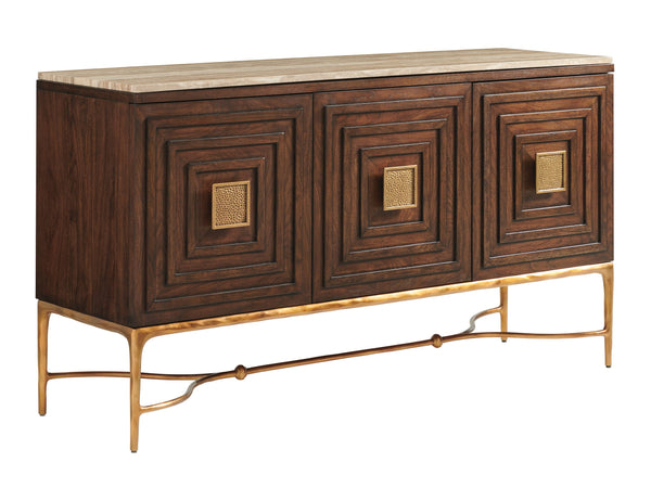 Lexington Tiburon Sideboard With Artisan Metal Base And Tiger Brown Travertine Top For Elegant Storage Solutions Montecito  740-869c