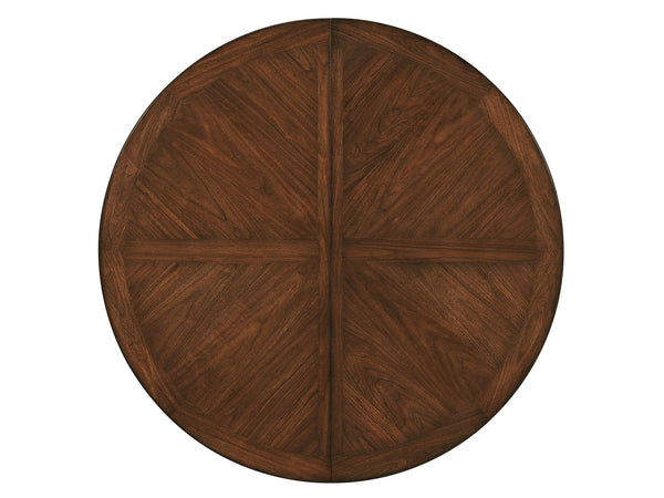 Lexington Palo Alto Round Dining Table - Elegant Walnut Finish With Artisan Metal Base For Casual Luxury Dining Montecito  740-875c